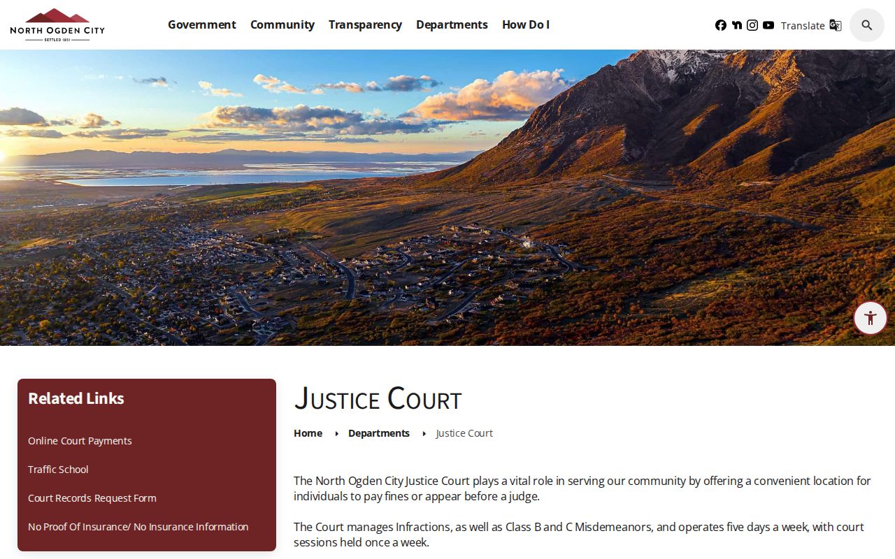 North Ogden court records and official Justice Court route