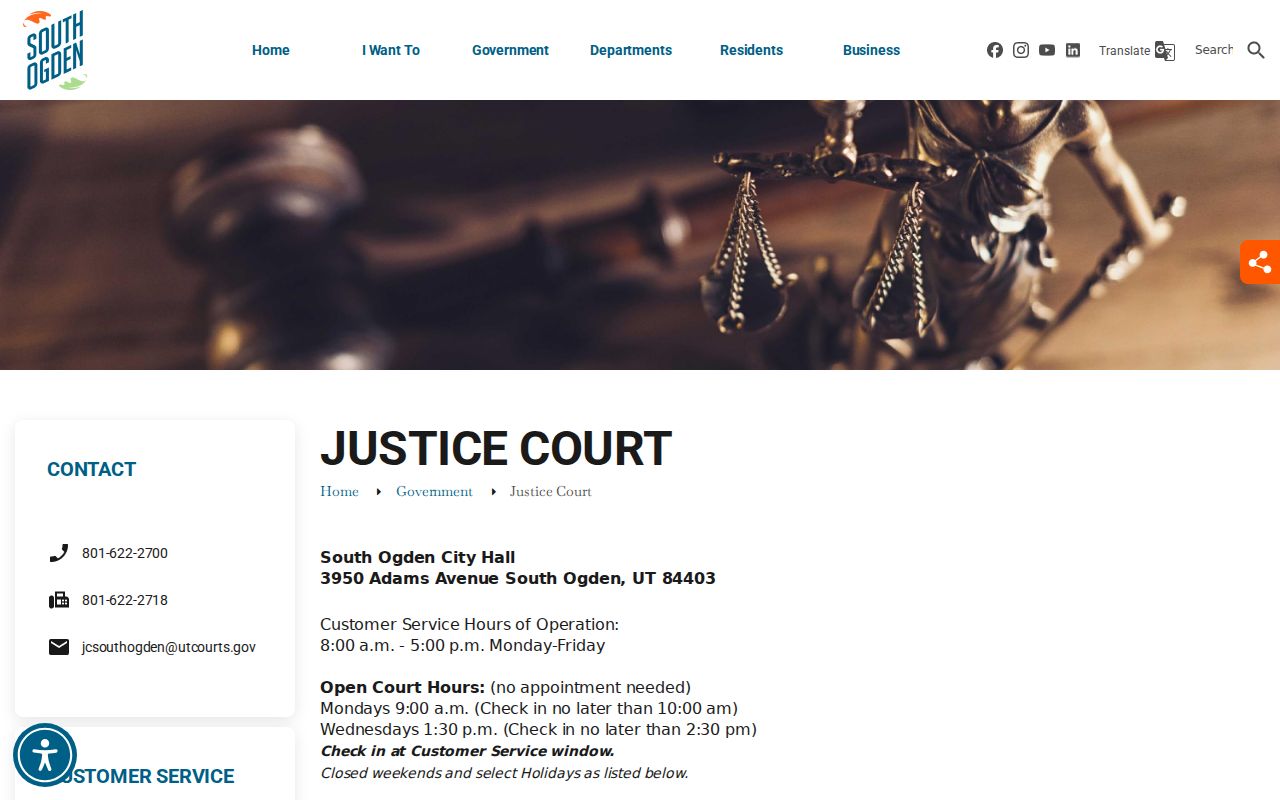 South Ogden court records and official Justice Court information